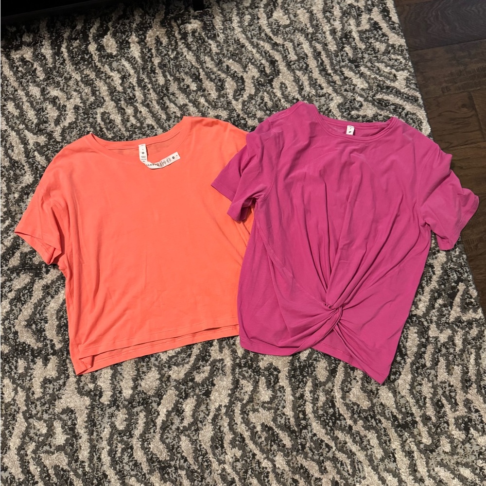 Lululemon two tops pink and coral size 8